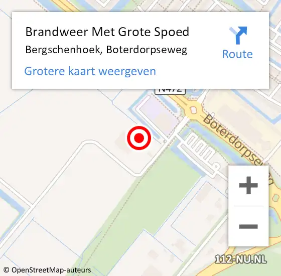 Locatie op kaart van de 112 melding: Brandweer Met Grote Spoed Naar Bergschenhoek, Boterdorpseweg op 10 maart 2022 08:39