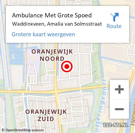 Locatie op kaart van de 112 melding: Ambulance Met Grote Spoed Naar Waddinxveen, Amalia van Solmsstraat op 10 maart 2022 08:40