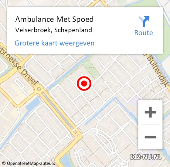 Locatie op kaart van de 112 melding: Ambulance Met Spoed Naar Velserbroek, Schapenland op 10 maart 2022 08:43