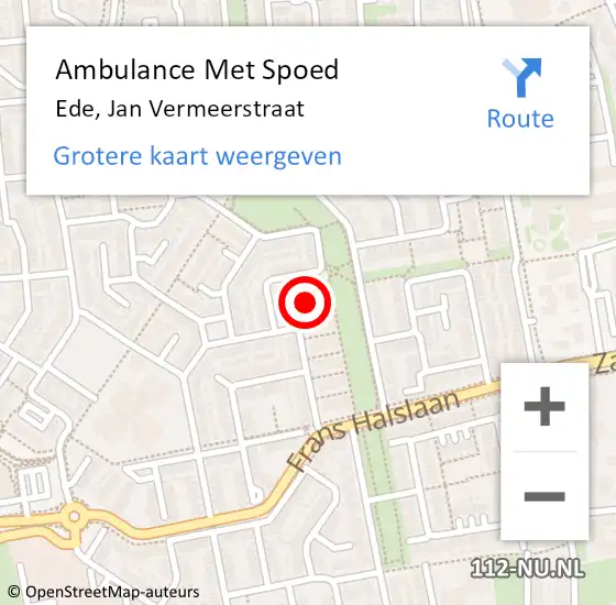 Locatie op kaart van de 112 melding: Ambulance Met Spoed Naar Ede, Jan Vermeerstraat op 10 maart 2022 08:51