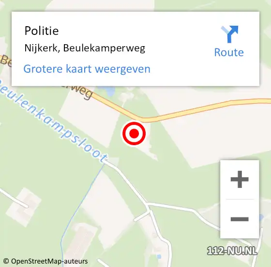Locatie op kaart van de 112 melding: Politie Nijkerk, Beulekamperweg op 10 maart 2022 08:58