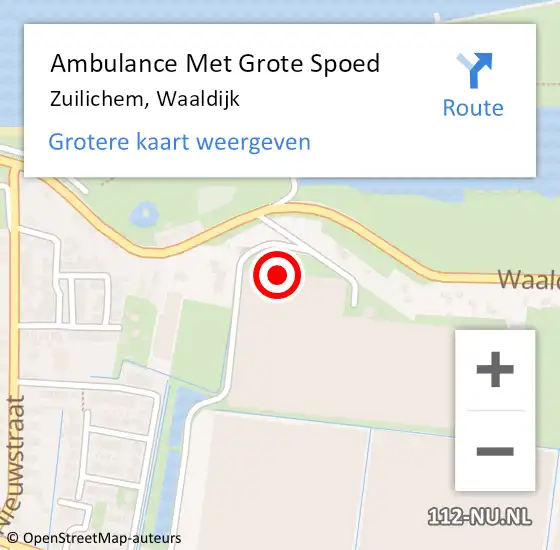 Locatie op kaart van de 112 melding: Ambulance Met Grote Spoed Naar Zuilichem, Waaldijk op 10 maart 2022 09:00
