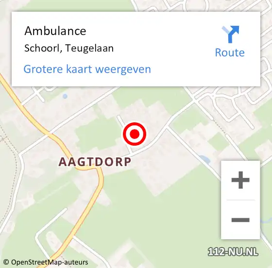 Locatie op kaart van de 112 melding: Ambulance Schoorl, Teugelaan op 10 maart 2022 09:01