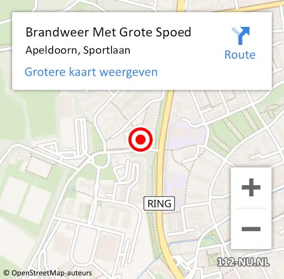 Locatie op kaart van de 112 melding: Brandweer Met Grote Spoed Naar Apeldoorn, Sportlaan op 10 maart 2022 09:16