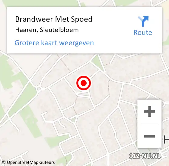 Locatie op kaart van de 112 melding: Brandweer Met Spoed Naar Haaren, Sleutelbloem op 10 maart 2022 09:36