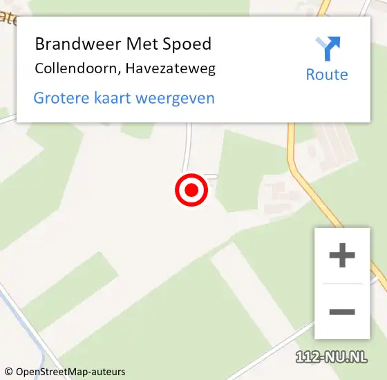 Locatie op kaart van de 112 melding: Brandweer Met Spoed Naar Collendoorn, Havezateweg op 10 maart 2022 09:41