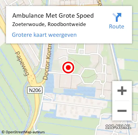 Locatie op kaart van de 112 melding: Ambulance Met Grote Spoed Naar Zoeterwoude, Roodbontweide op 10 maart 2022 09:42