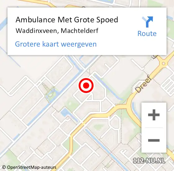 Locatie op kaart van de 112 melding: Ambulance Met Grote Spoed Naar Waddinxveen, Machtelderf op 10 maart 2022 09:45