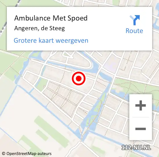 Locatie op kaart van de 112 melding: Ambulance Met Spoed Naar Angeren, de Steeg op 10 maart 2022 10:06