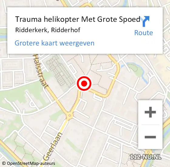 Locatie op kaart van de 112 melding: Trauma helikopter Met Grote Spoed Naar Ridderkerk, Ridderhof op 10 maart 2022 10:20