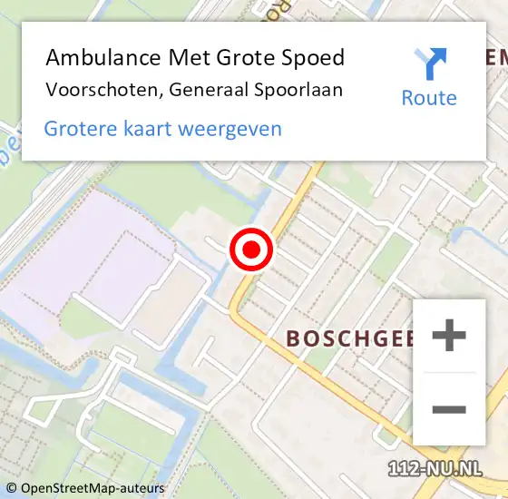 Locatie op kaart van de 112 melding: Ambulance Met Grote Spoed Naar Voorschoten, Generaal Spoorlaan op 10 maart 2022 10:22