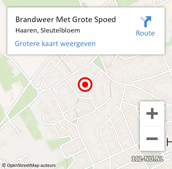 Locatie op kaart van de 112 melding: Brandweer Met Grote Spoed Naar Haaren, Sleutelbloem op 10 maart 2022 10:29