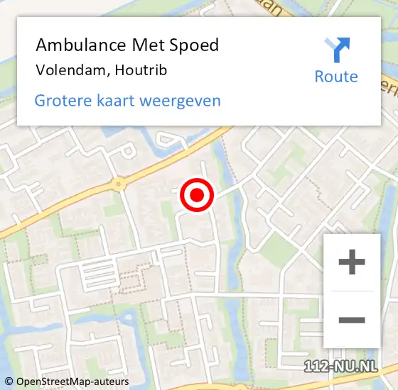 Locatie op kaart van de 112 melding: Ambulance Met Spoed Naar Volendam, Houtrib op 10 maart 2022 10:47