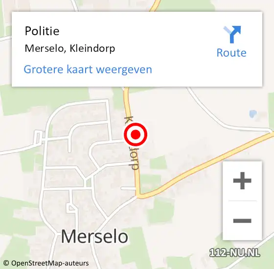 Locatie op kaart van de 112 melding: Politie Merselo, Kleindorp op 10 maart 2022 10:48