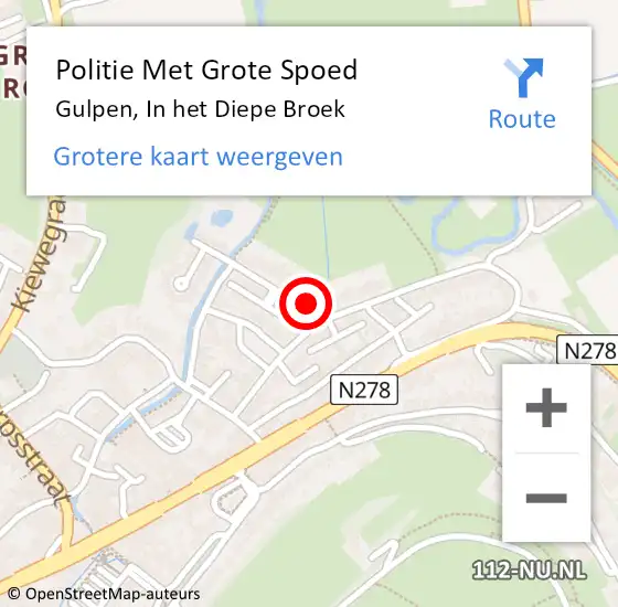 Locatie op kaart van de 112 melding: Politie Met Grote Spoed Naar Gulpen, In het Diepe Broek op 10 maart 2022 10:53