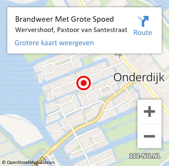 Locatie op kaart van de 112 melding: Brandweer Met Grote Spoed Naar Wervershoof, Pastoor van Santestraat op 10 maart 2022 11:04