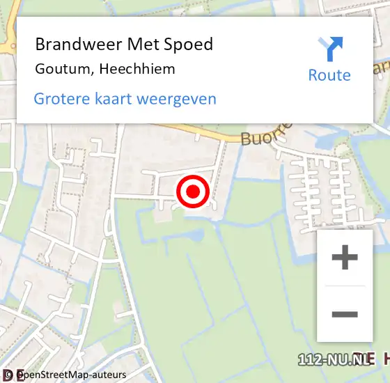 Locatie op kaart van de 112 melding: Brandweer Met Spoed Naar Goutum, Heechhiem op 10 maart 2022 11:07