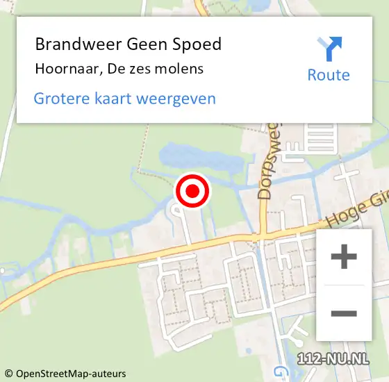 Locatie op kaart van de 112 melding: Brandweer Geen Spoed Naar Hoornaar, De zes molens op 10 maart 2022 11:13