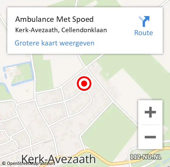 Locatie op kaart van de 112 melding: Ambulance Met Spoed Naar Kerk-Avezaath, Cellendonklaan op 10 maart 2022 11:25