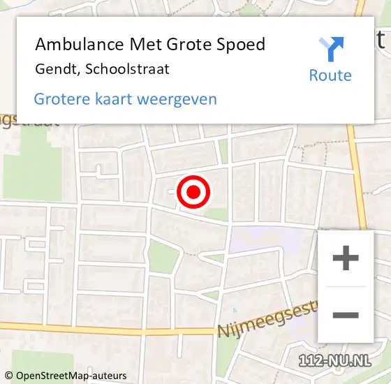 Locatie op kaart van de 112 melding: Ambulance Met Grote Spoed Naar Gendt, Schoolstraat op 10 maart 2022 11:31