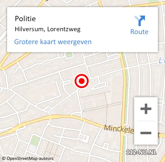 Locatie op kaart van de 112 melding: Politie Hilversum, Lorentzweg op 10 maart 2022 11:32