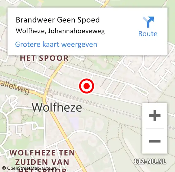 Locatie op kaart van de 112 melding: Brandweer Geen Spoed Naar Wolfheze, Johannahoeveweg op 10 maart 2022 11:38