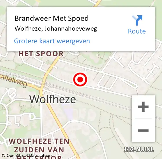 Locatie op kaart van de 112 melding: Brandweer Met Spoed Naar Wolfheze, Johannahoeveweg op 10 maart 2022 11:44