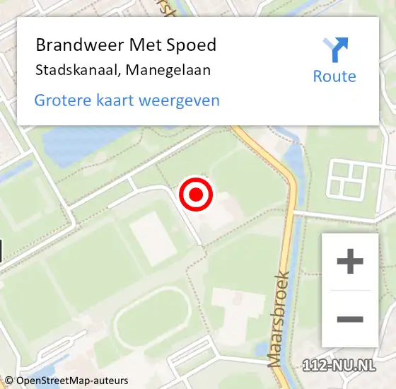 Locatie op kaart van de 112 melding: Brandweer Met Spoed Naar Stadskanaal, Manegelaan op 10 maart 2022 11:44
