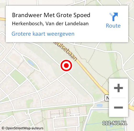 Locatie op kaart van de 112 melding: Brandweer Met Grote Spoed Naar Herkenbosch, Van der Landelaan op 10 maart 2022 11:48