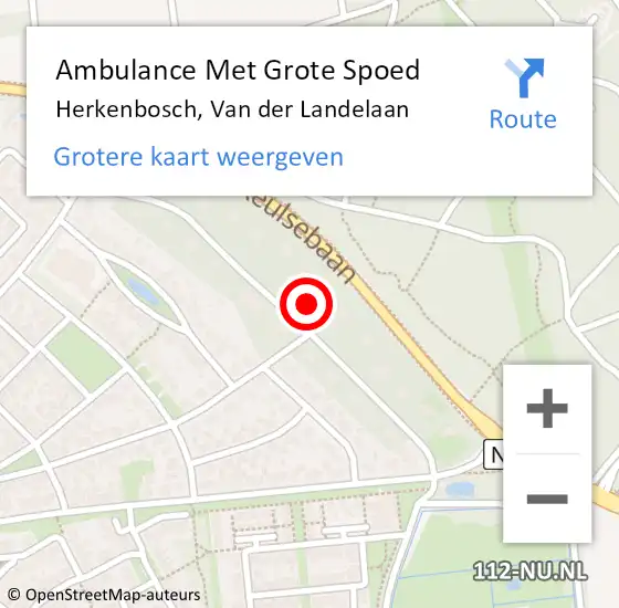 Locatie op kaart van de 112 melding: Ambulance Met Grote Spoed Naar Herkenbosch, Van der Landelaan op 10 maart 2022 11:49
