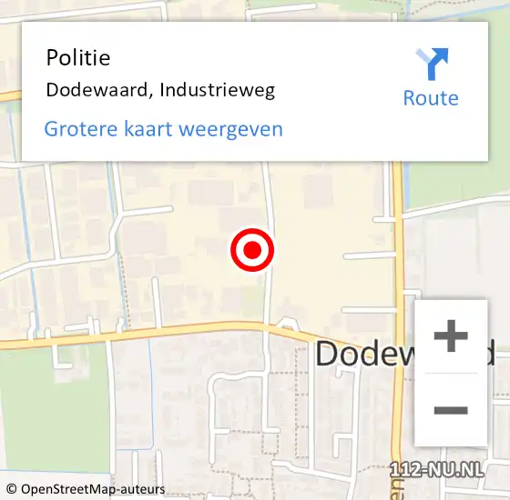 Locatie op kaart van de 112 melding: Politie Dodewaard, Industrieweg op 10 maart 2022 12:01