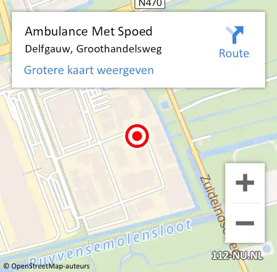 Locatie op kaart van de 112 melding: Ambulance Met Spoed Naar Delfgauw, Groothandelsweg op 10 maart 2022 12:16