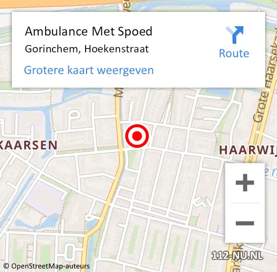 Locatie op kaart van de 112 melding: Ambulance Met Spoed Naar Gorinchem, Hoekenstraat op 10 maart 2022 12:26