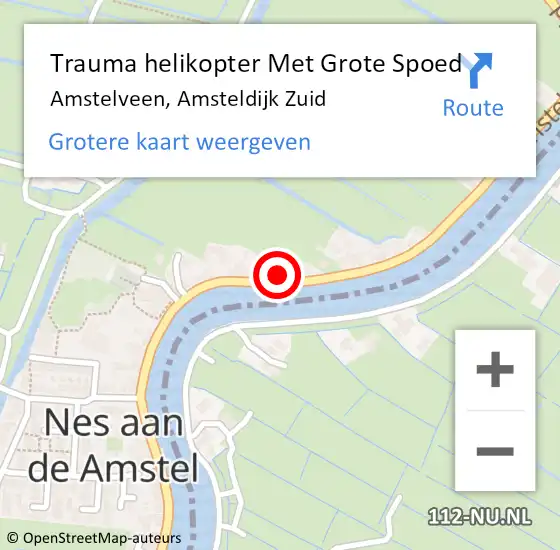 Locatie op kaart van de 112 melding: Trauma helikopter Met Grote Spoed Naar Amstelveen, Amsteldijk Zuid op 10 maart 2022 12:45