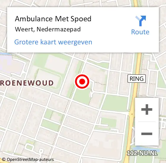 Locatie op kaart van de 112 melding: Ambulance Met Spoed Naar Weert, Nedermazepad op 10 maart 2022 12:48