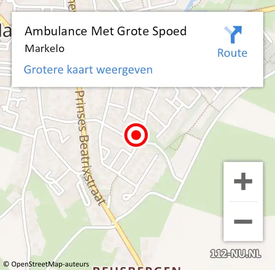 Locatie op kaart van de 112 melding: Ambulance Met Grote Spoed Naar Markelo op 10 maart 2022 12:55