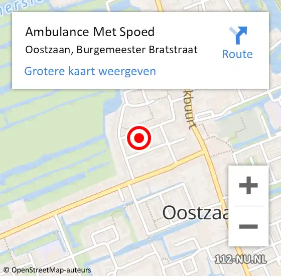 Locatie op kaart van de 112 melding: Ambulance Met Spoed Naar Oostzaan, Burgemeester Bratstraat op 10 maart 2022 12:57