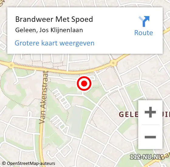 Locatie op kaart van de 112 melding: Brandweer Met Spoed Naar Geleen, Jos Klijnenlaan op 10 maart 2022 12:59