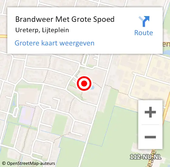 Locatie op kaart van de 112 melding: Brandweer Met Grote Spoed Naar Ureterp, Lijteplein op 10 maart 2022 13:00