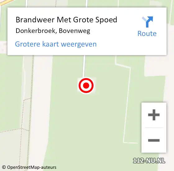 Locatie op kaart van de 112 melding: Brandweer Met Grote Spoed Naar Donkerbroek, Bovenweg op 10 maart 2022 13:16