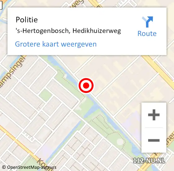 Locatie op kaart van de 112 melding: Politie 's-Hertogenbosch, Hedikhuizerweg op 10 maart 2022 13:19