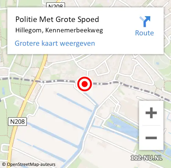 Locatie op kaart van de 112 melding: Politie Met Grote Spoed Naar Hillegom, Kennemerbeekweg op 10 maart 2022 13:23