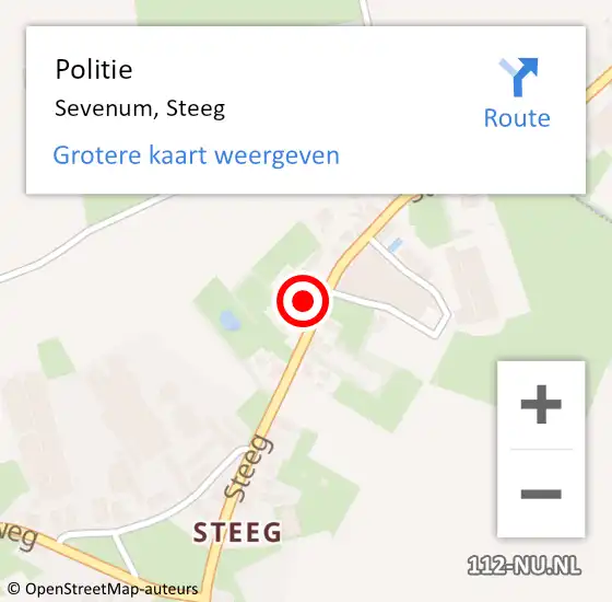 Locatie op kaart van de 112 melding: Politie Sevenum, Steeg op 10 maart 2022 13:30