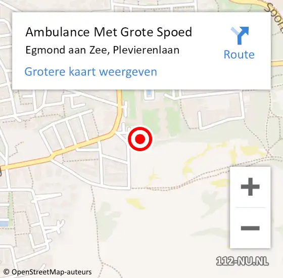 Locatie op kaart van de 112 melding: Ambulance Met Grote Spoed Naar Egmond aan Zee, Plevierenlaan op 10 maart 2022 13:50