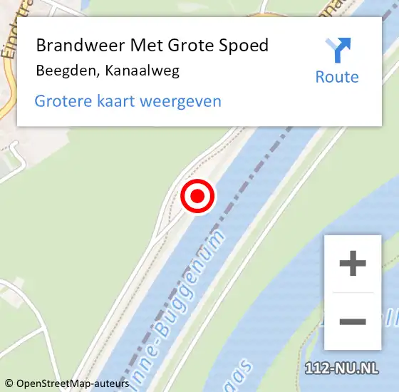 Locatie op kaart van de 112 melding: Brandweer Met Grote Spoed Naar Beegden, Kanaalweg op 10 maart 2022 13:57