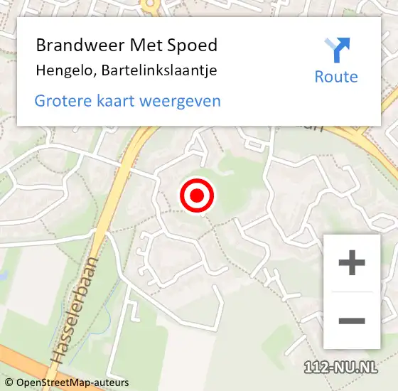 Locatie op kaart van de 112 melding: Brandweer Met Spoed Naar Hengelo, Bartelinkslaantje op 10 maart 2022 13:58