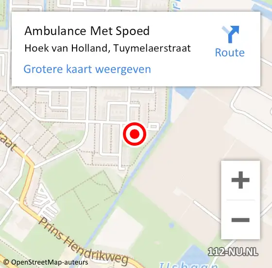 Locatie op kaart van de 112 melding: Ambulance Met Spoed Naar Hoek van Holland, Tuymelaerstraat op 10 maart 2022 14:00