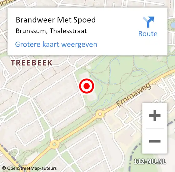 Locatie op kaart van de 112 melding: Brandweer Met Spoed Naar Brunssum, Thalesstraat op 10 maart 2022 14:01