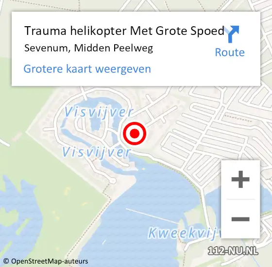 Locatie op kaart van de 112 melding: Trauma helikopter Met Grote Spoed Naar Sevenum, Midden Peelweg op 10 maart 2022 14:09