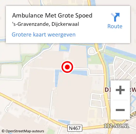 Locatie op kaart van de 112 melding: Ambulance Met Grote Spoed Naar 's-Gravenzande, Dijckerwaal op 10 maart 2022 14:15